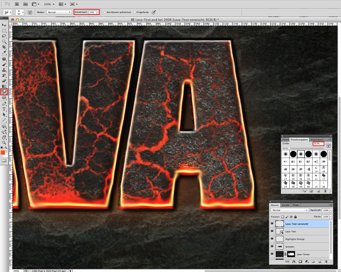 Lava Text effect Photoshop 10