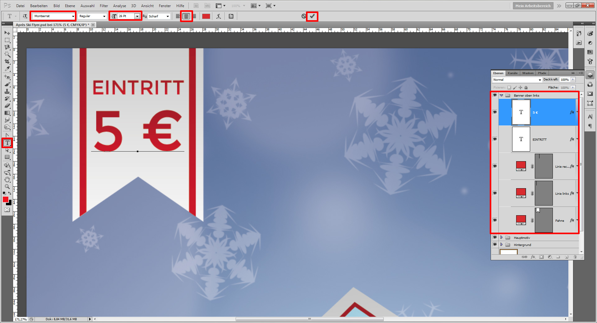 einen winterlichen Apres ski Flyer gestalten step 12
