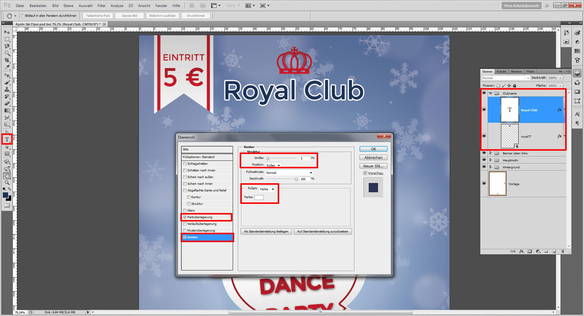 einen winterlichen Apres ski Flyer gestalten step 14