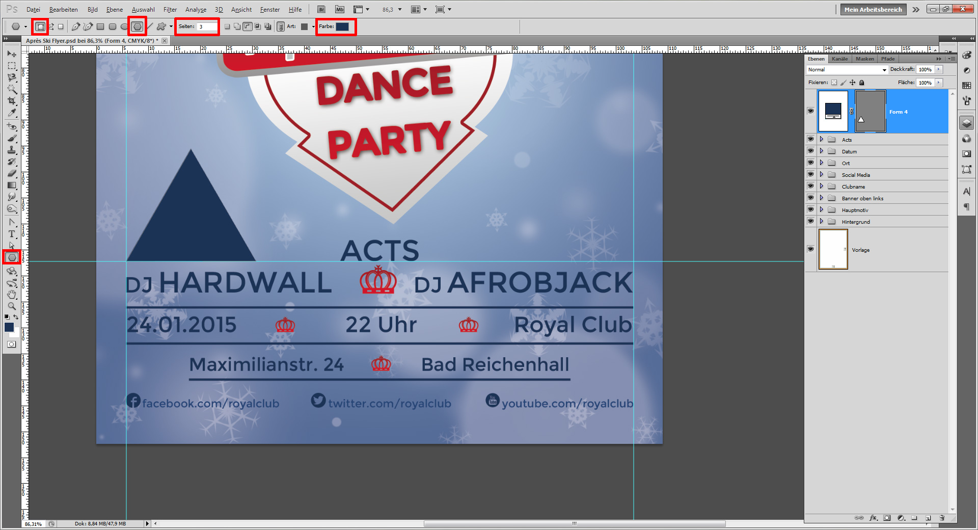 einen winterlichen Apres ski Flyer gestalten step 19