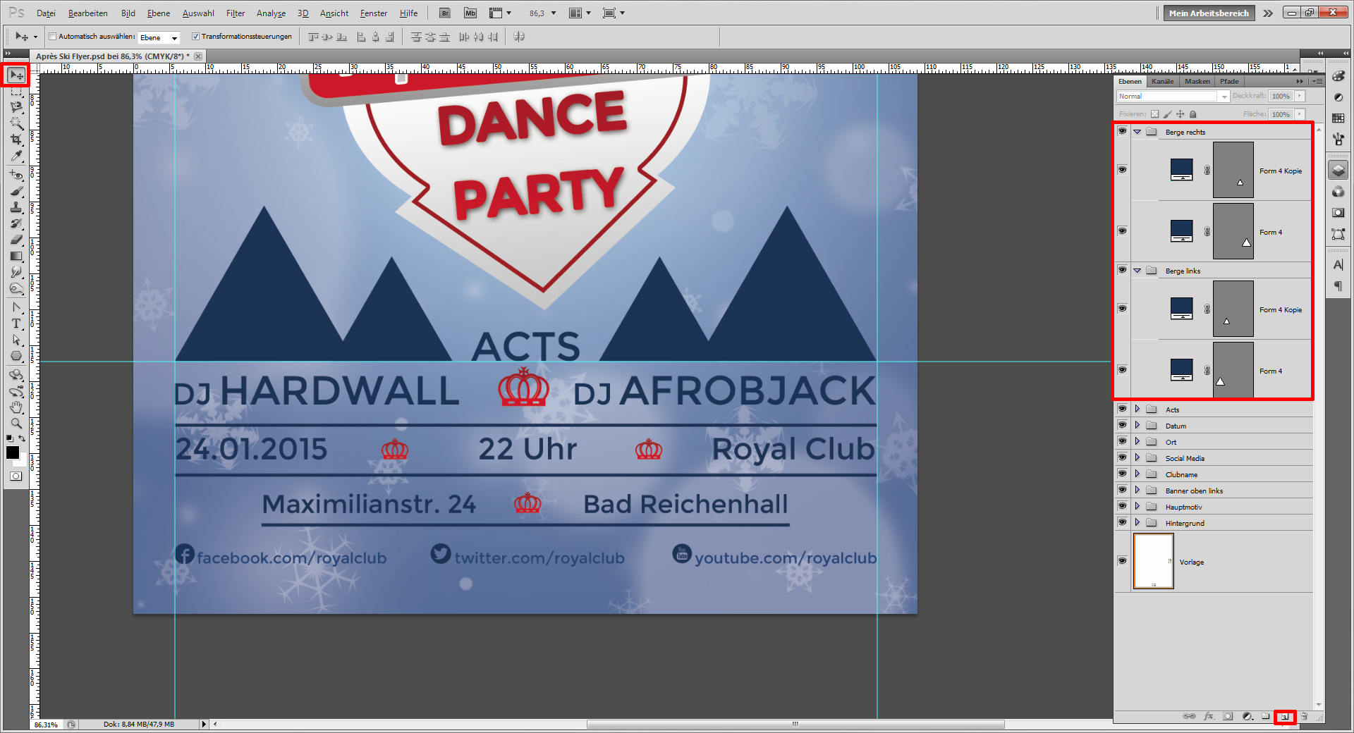 einen winterlichen Apres ski Flyer gestalten step 20