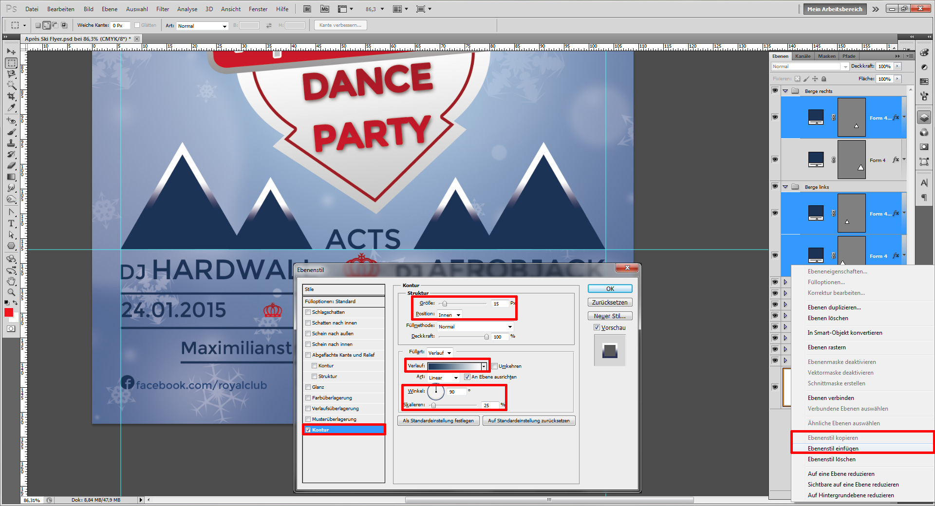 einen winterlichen Apres ski Flyer gestalten step 21