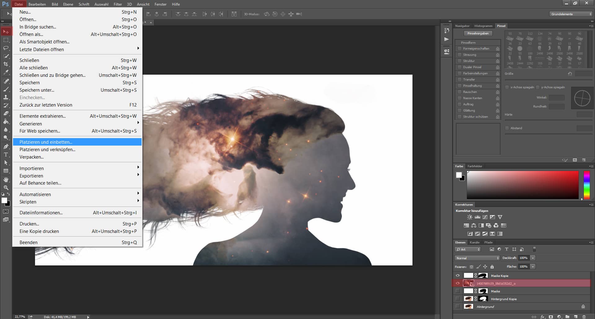 Digitales Silhouette Portrait mit Galaxie (5)