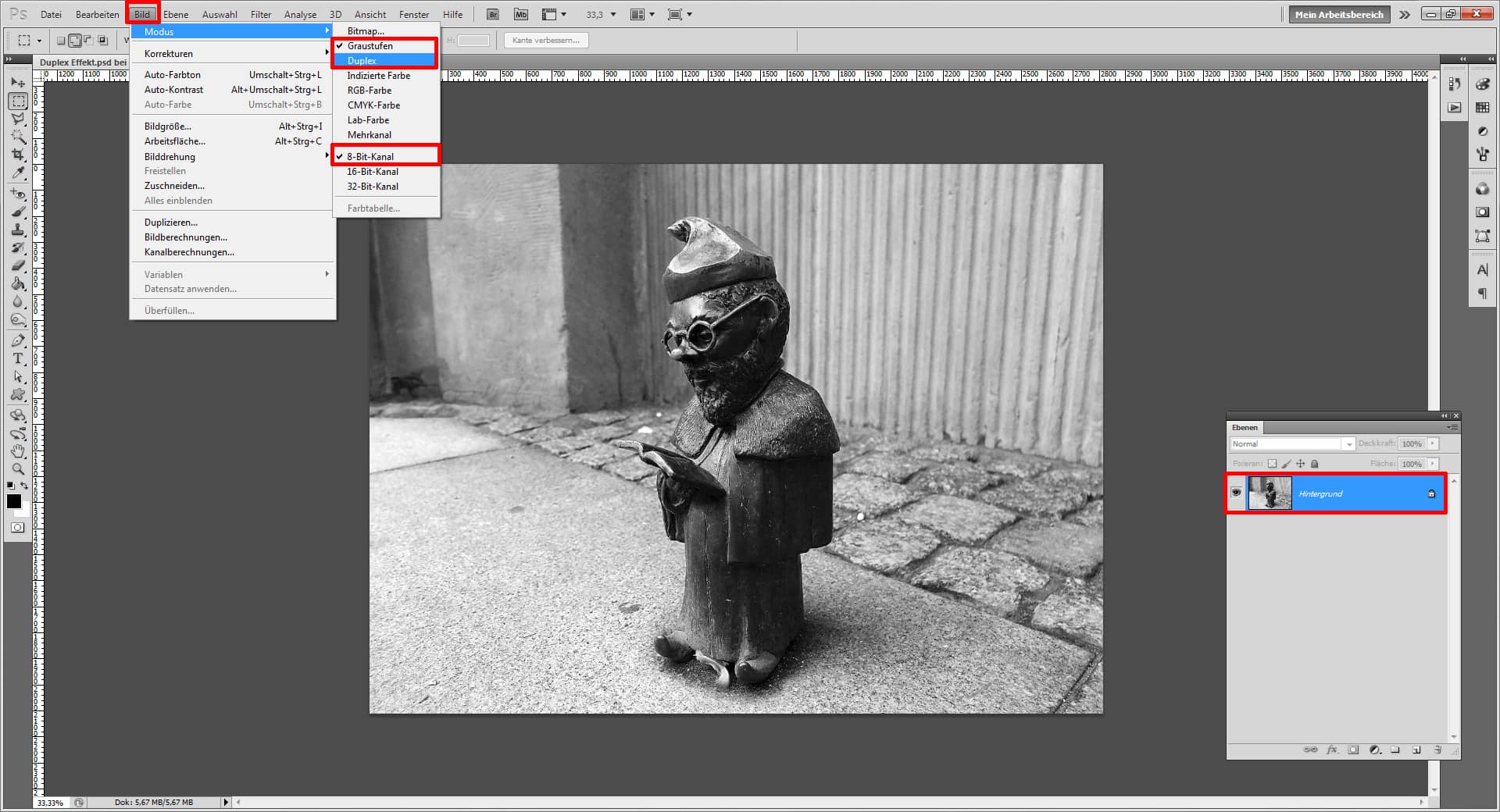 Erstelle einen Duplex Effekt mit Photoshop 5