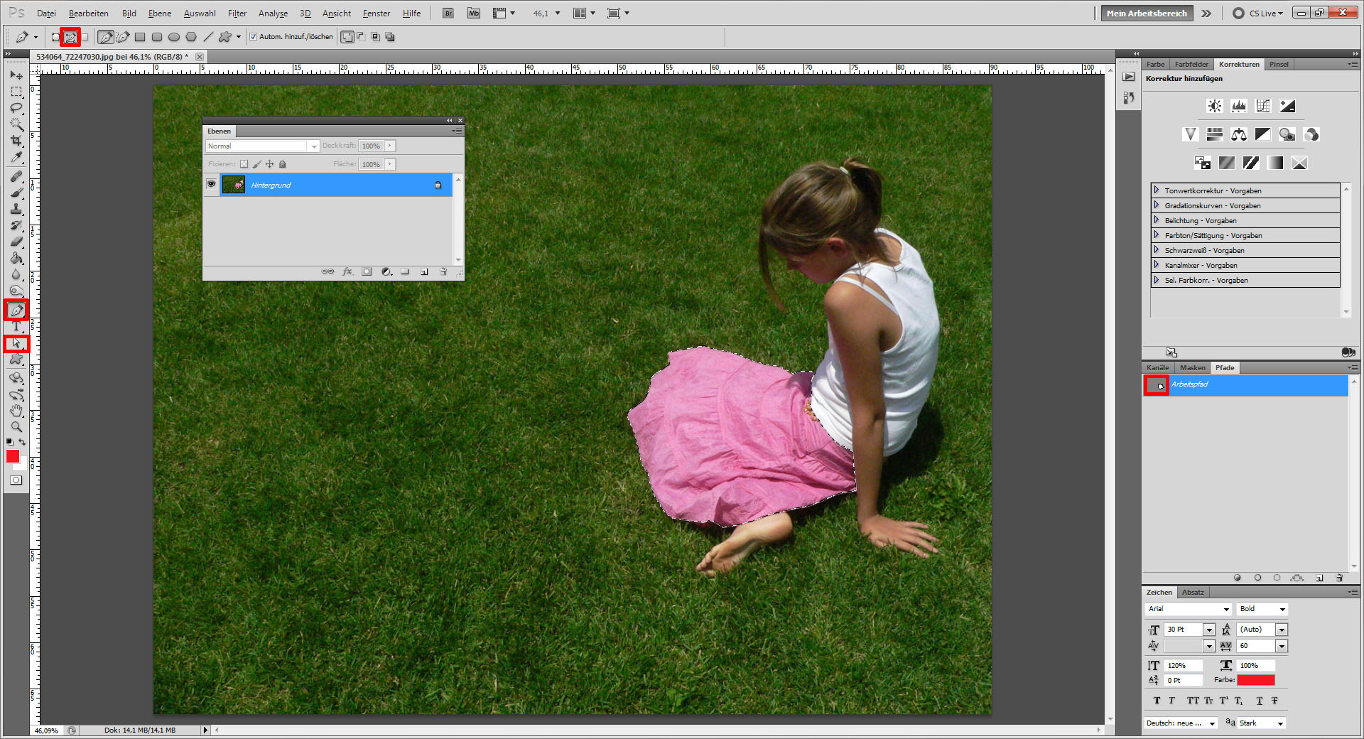 Foto wird in Phooshop bearbeitet. Ebene wird bearbeitet