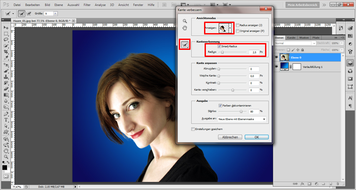 Haare freistellen mit Photoshop (2)