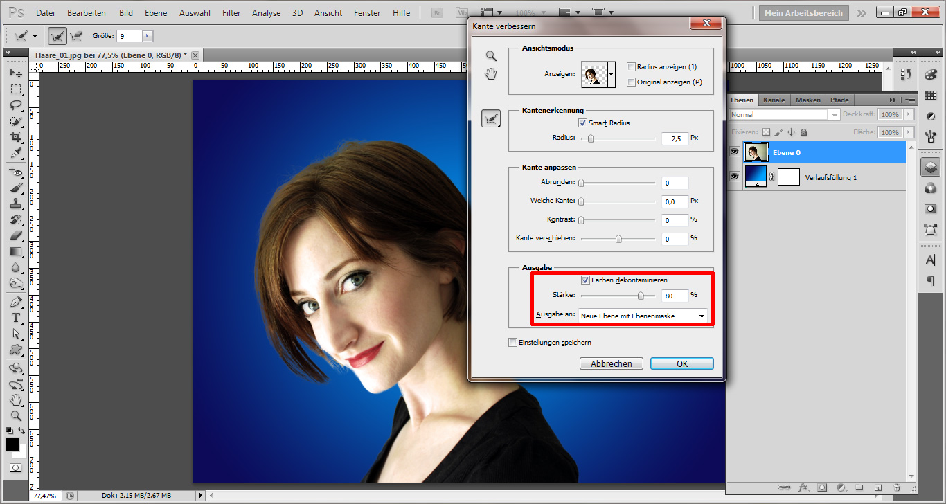 Haare freistellen mit Photoshop (3)