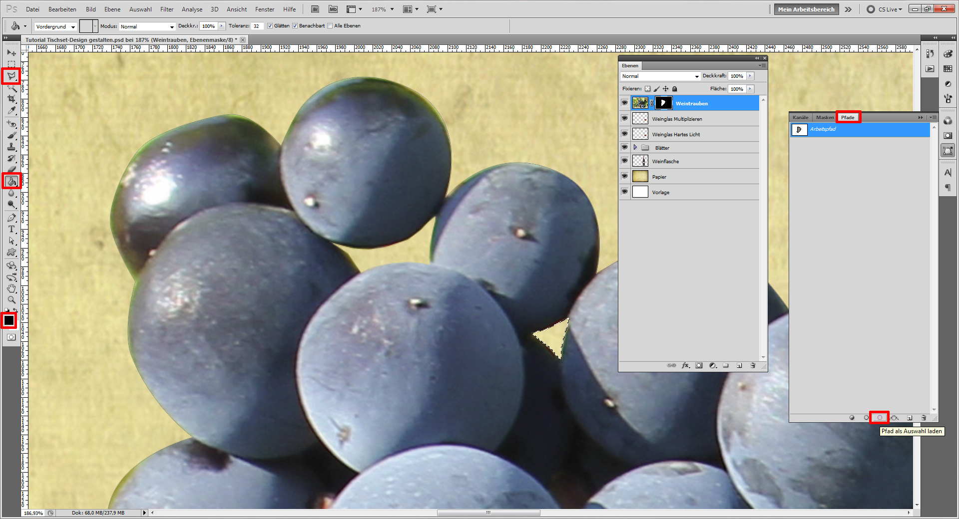 Tischset Platzset Design selbst gestalten   Weintrauben 2