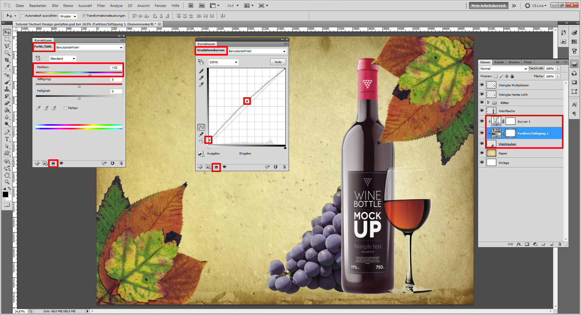 Tischset Platzset Design selbst gestalten   Weintrauben hintergrund
