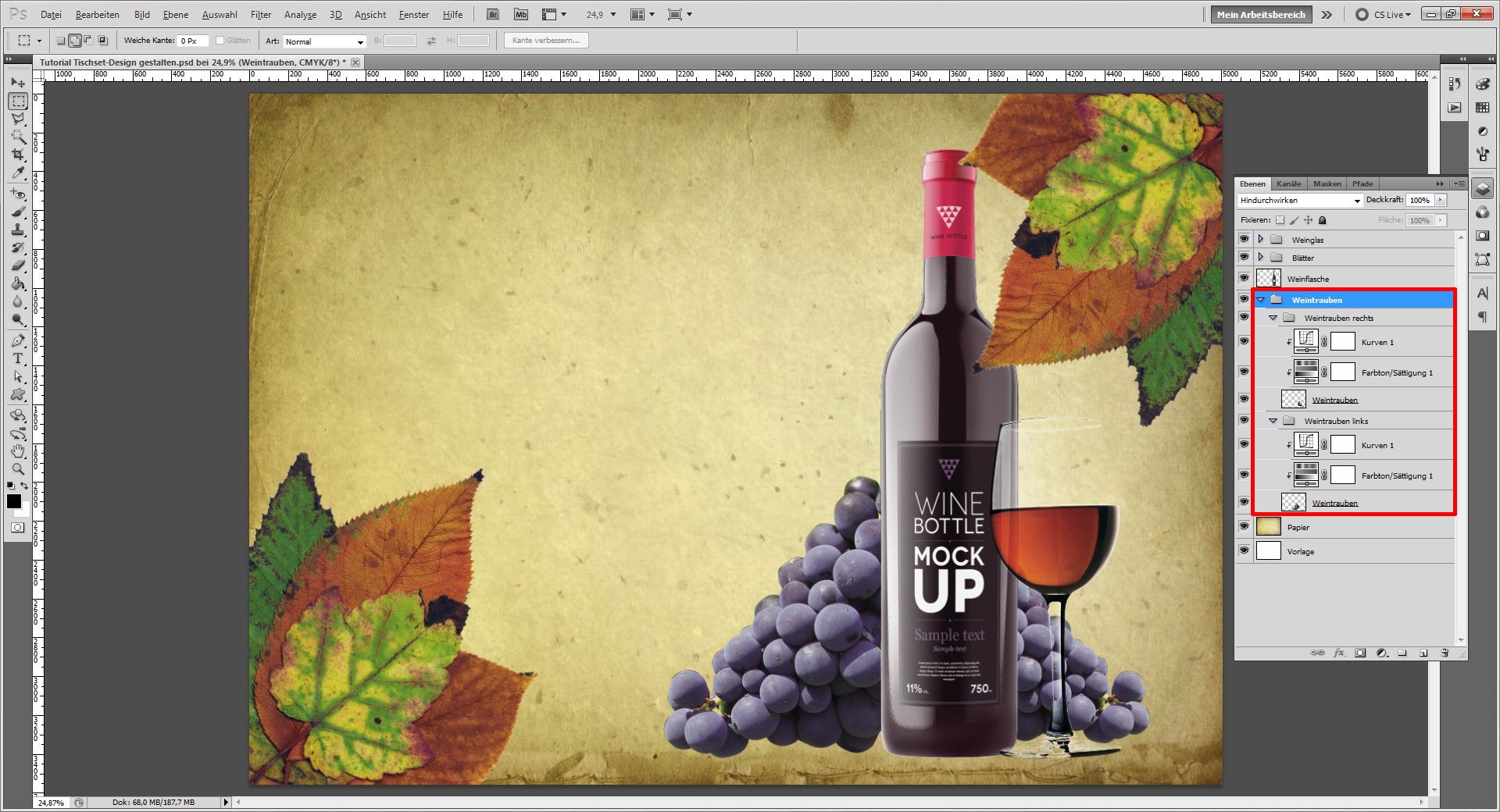 Tischset Platzset Design selbst gestalten   Weintrauben hintergrund 2