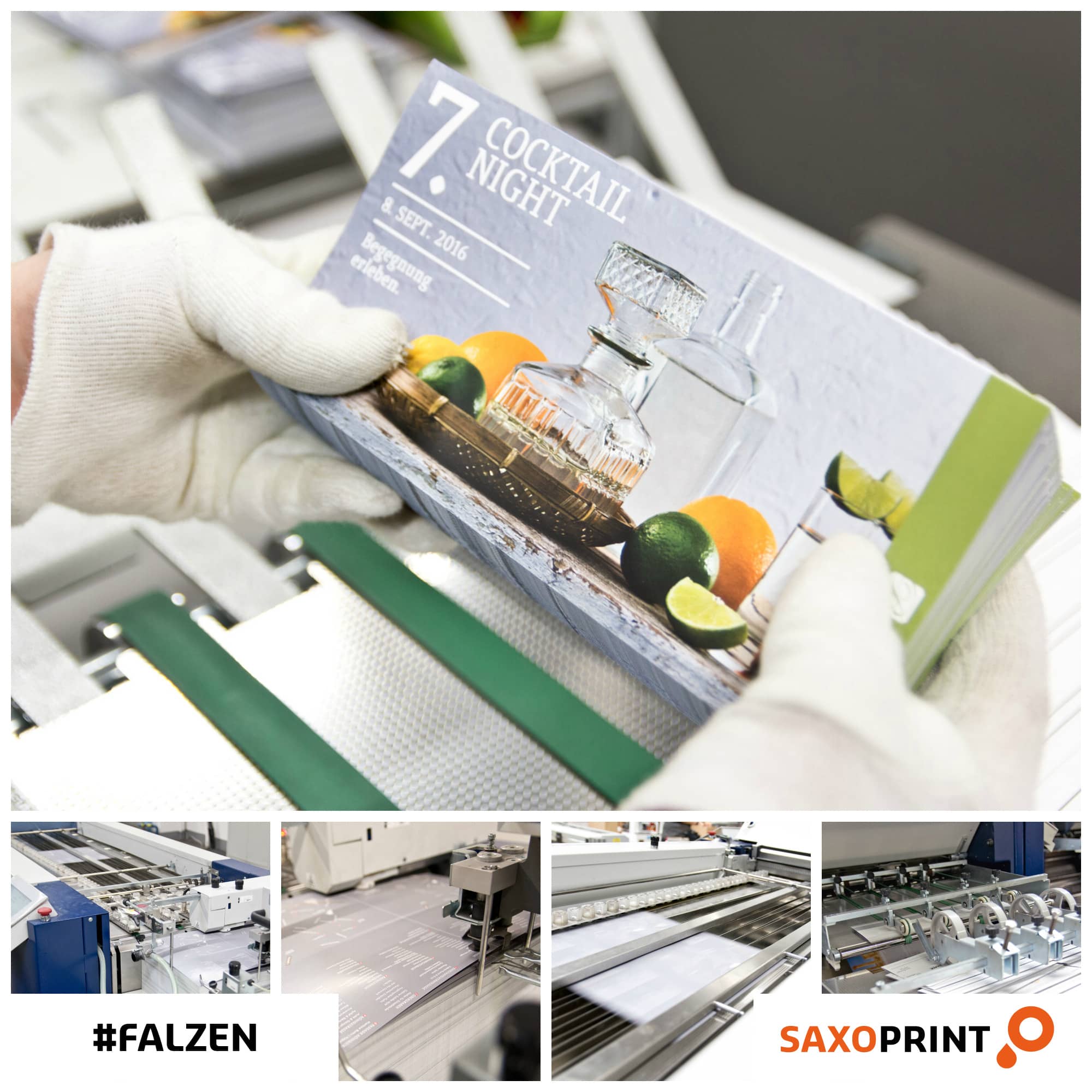 Produktion des Flyers fuer die 7. Cocktailnight (Falzen)