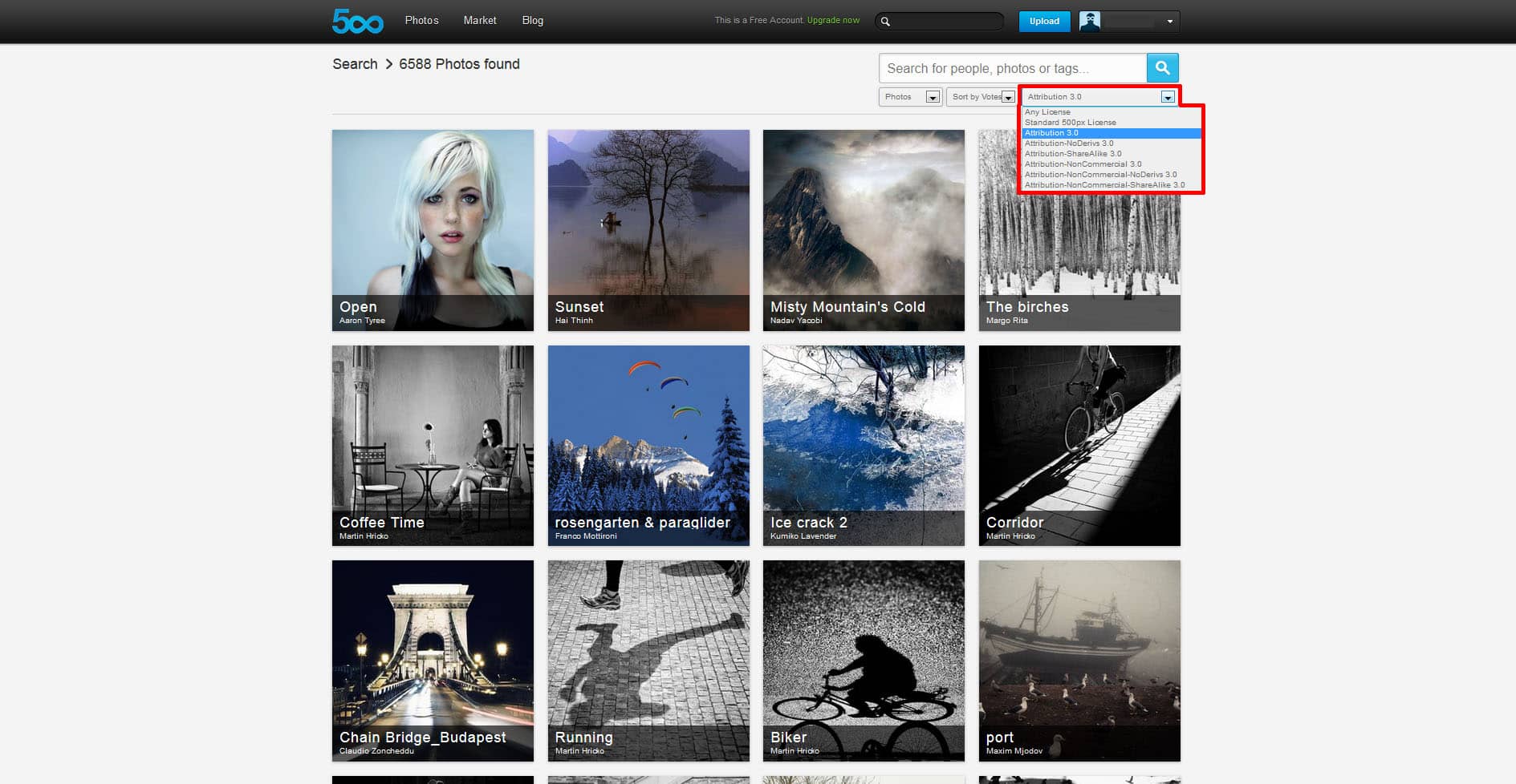 Informationen zur 500px Bilddatenbanken