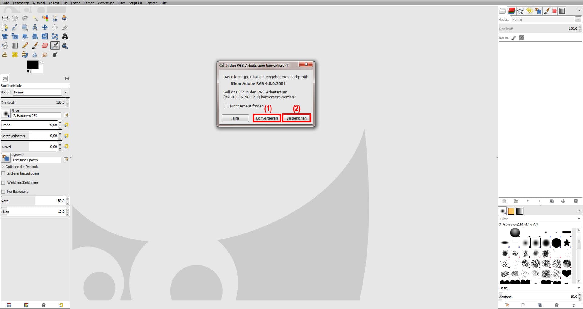 ICC Profile laden GIMP (Step 1)