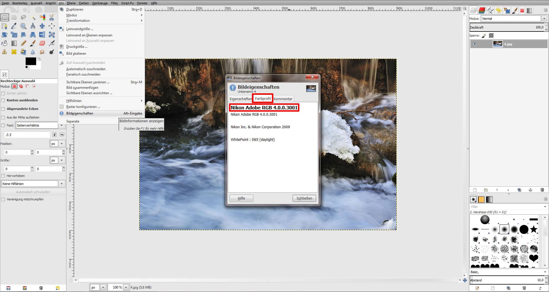ICC Profile laden GIMP (Step 2)