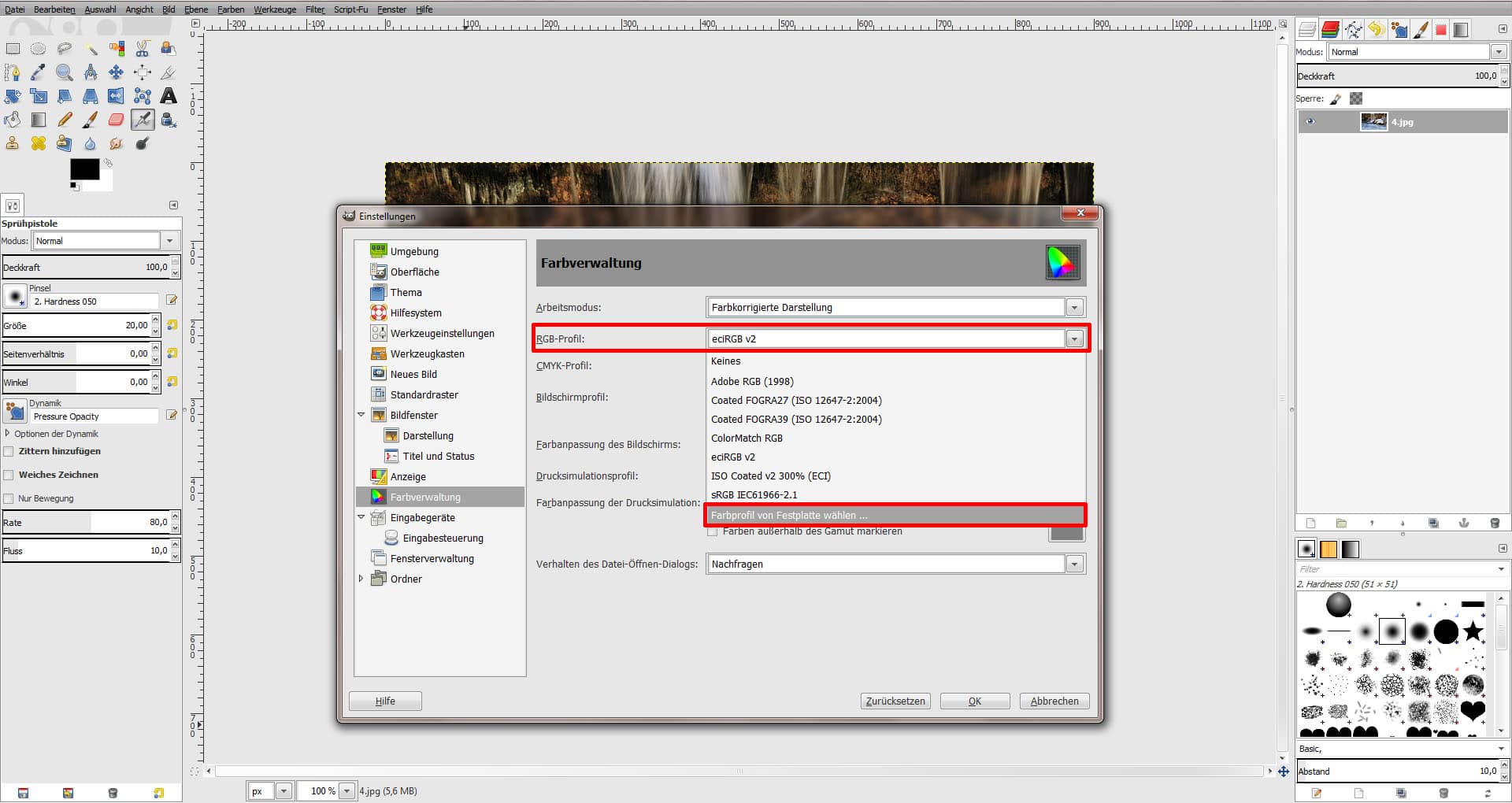 ICC Profile laden GIMP (Step 4)