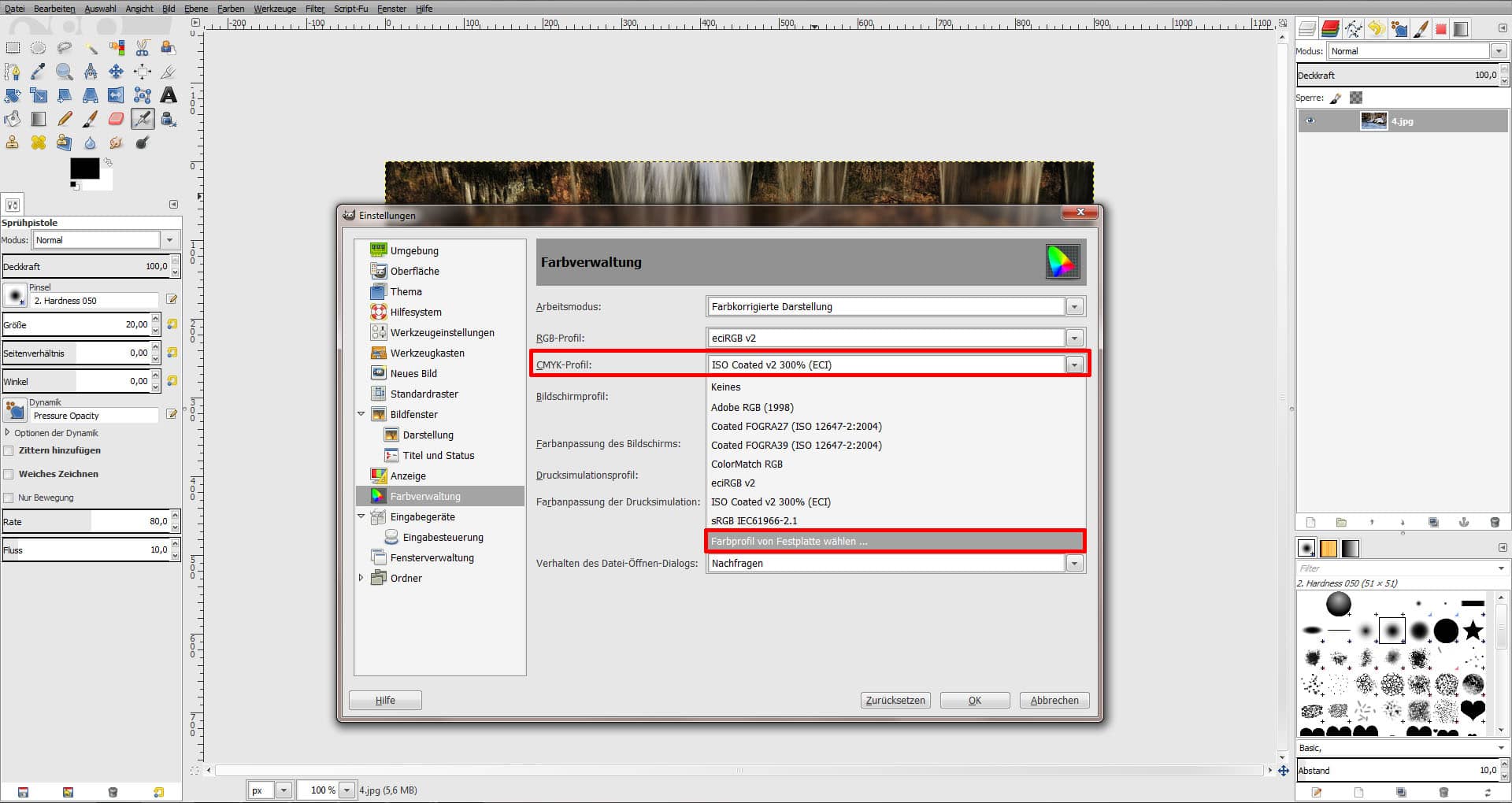 ICC Profile laden GIMP (Step 5)