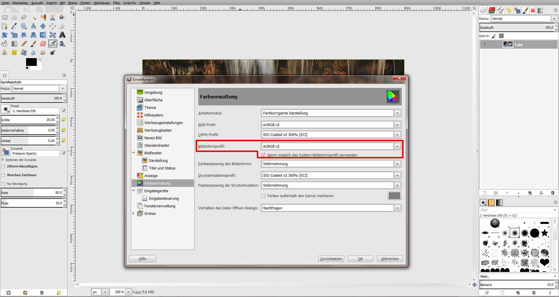 ICC Profile laden GIMP (Step 7)