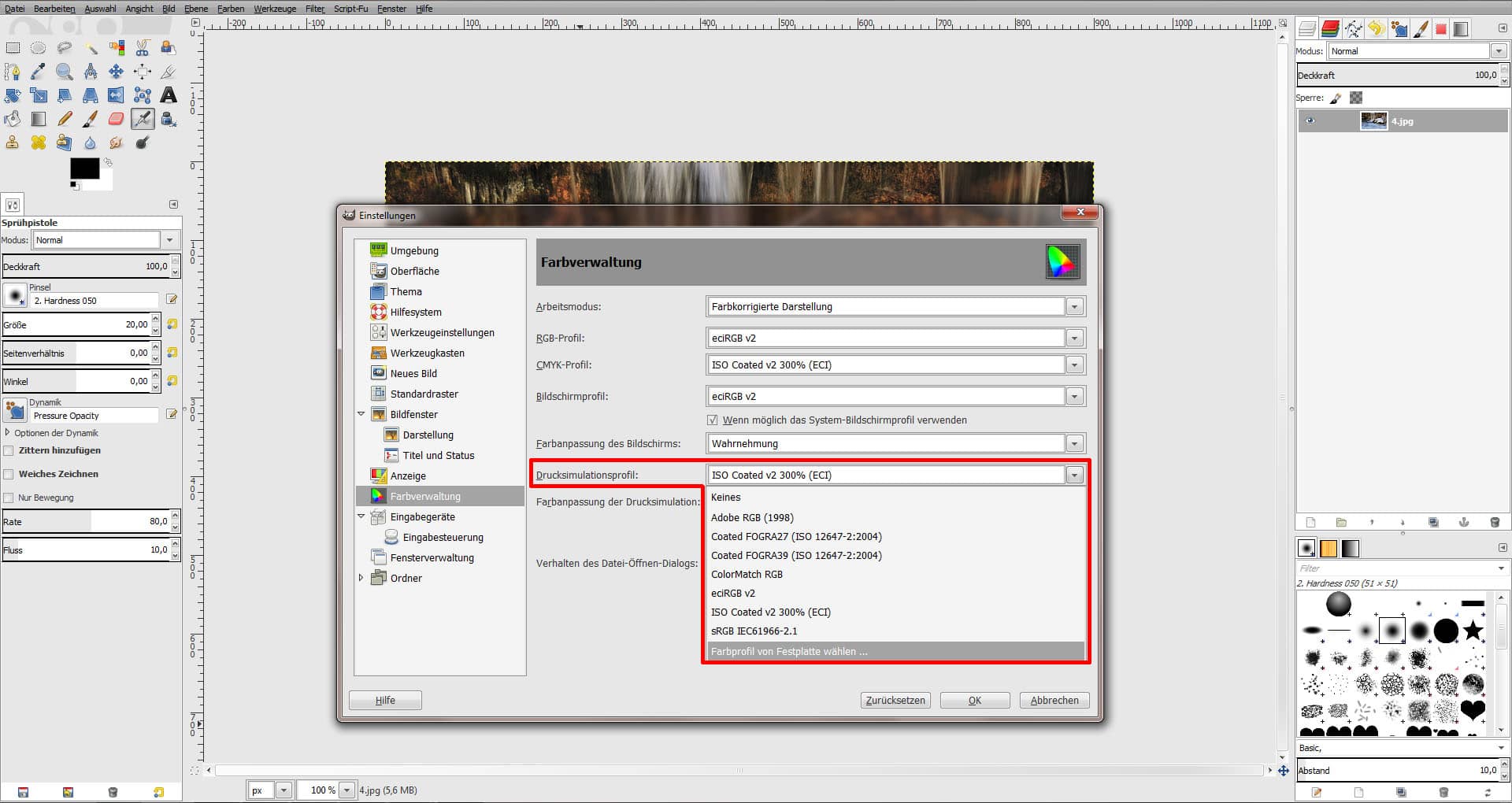 ICC Profile laden GIMP (Step 8)