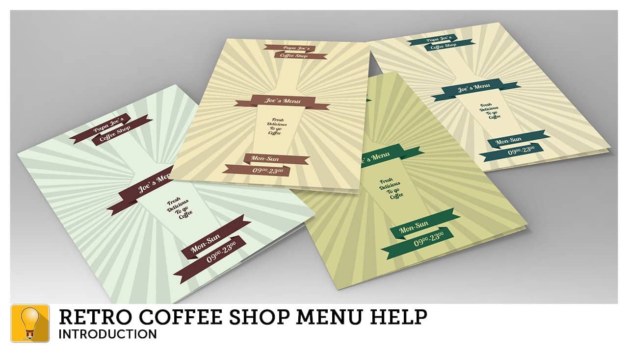 inDesign von Menuekarten auf einem grauen Hintergrund