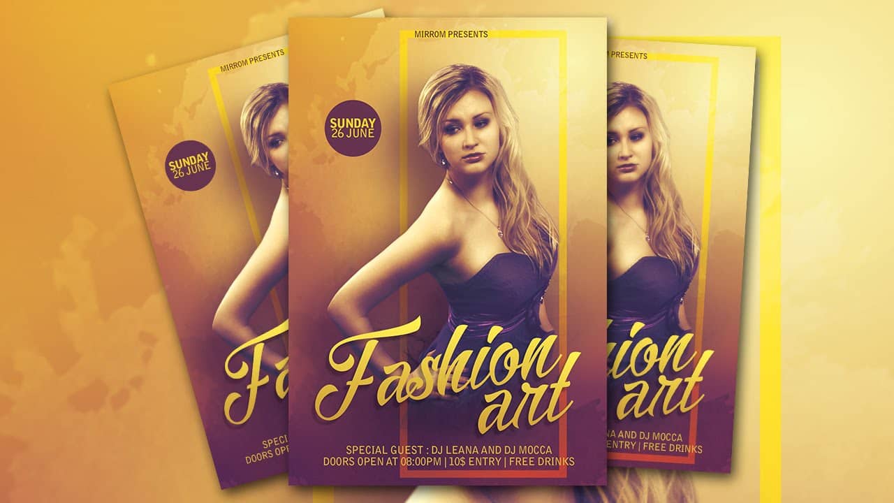 fashion event flyer mit frau in kleider