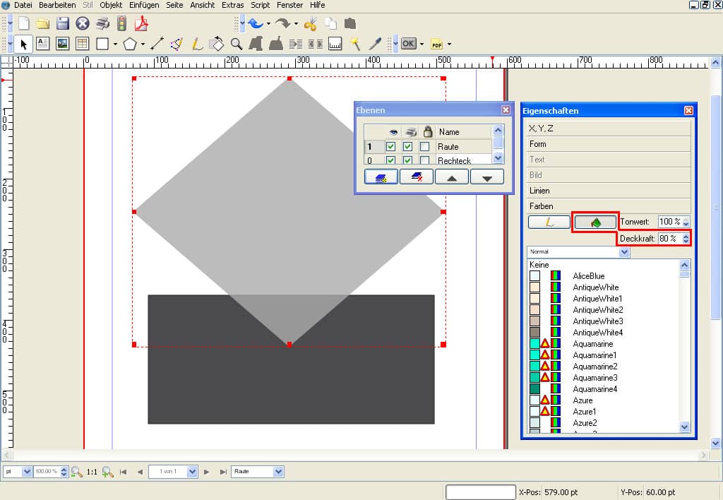 Transparenz in Scribus 1