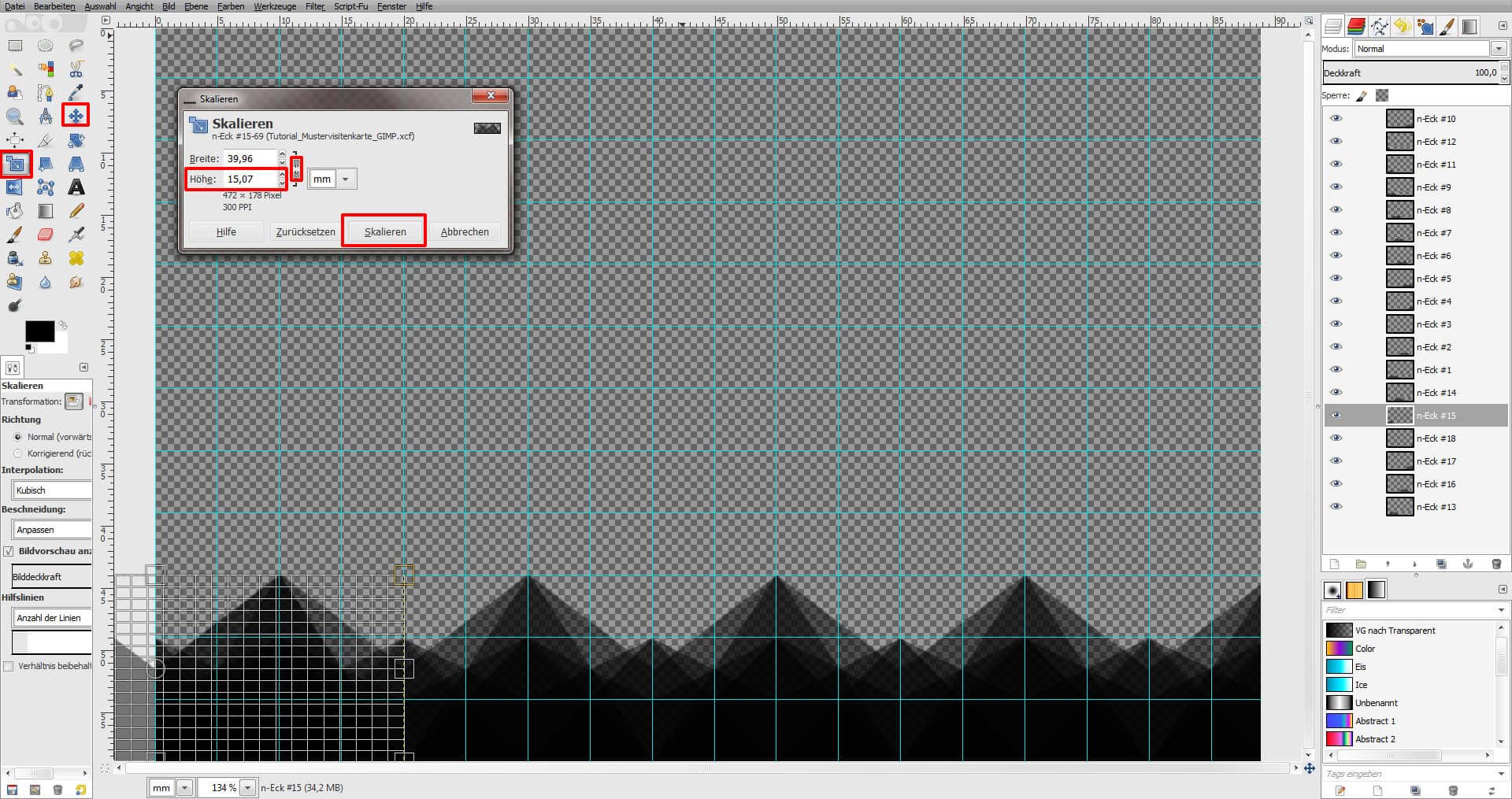 GIMP Tutorial für Visitenkarte Step 6