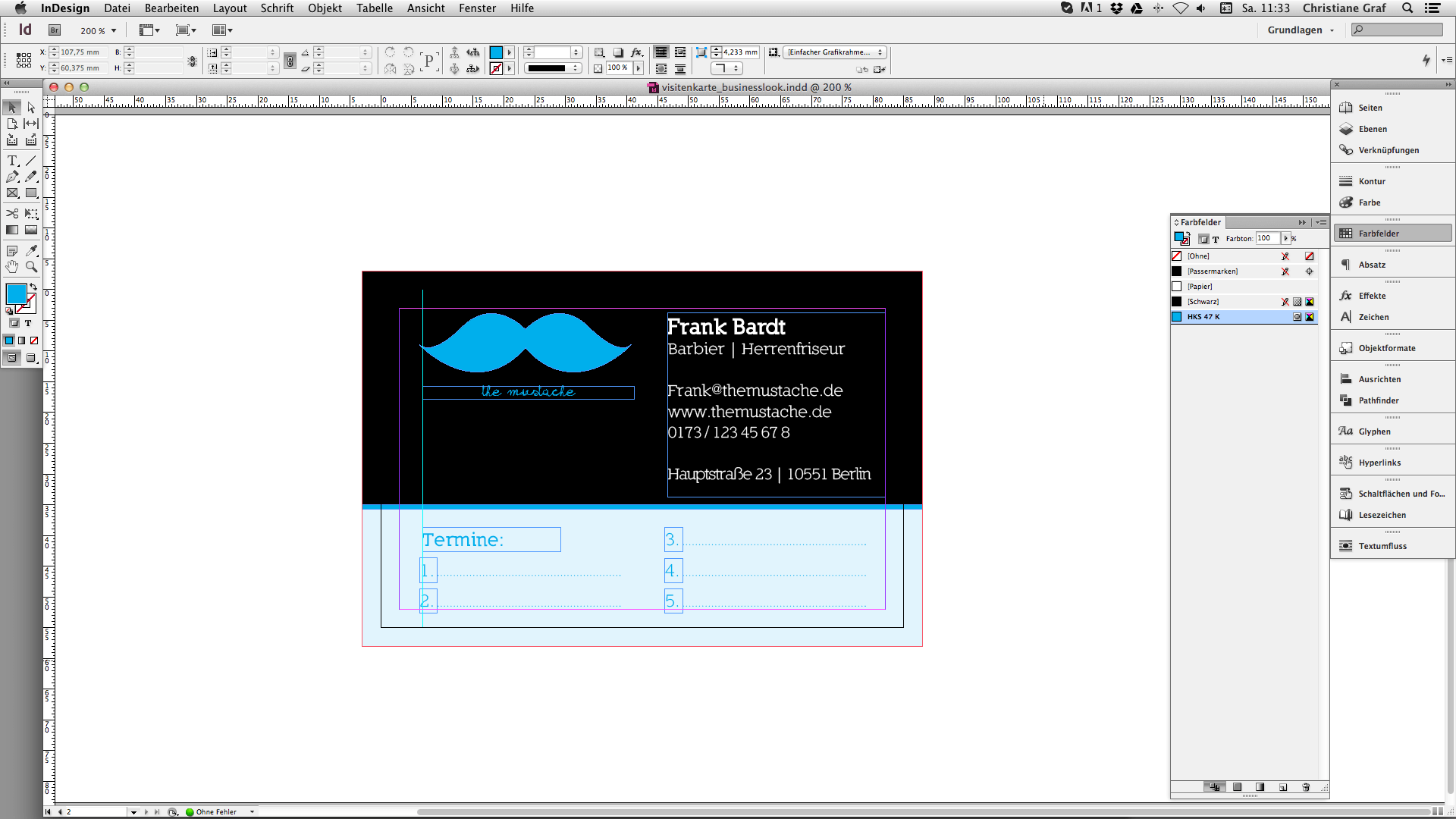 Visitenkarten im Business Look: Rückseite gestalten
