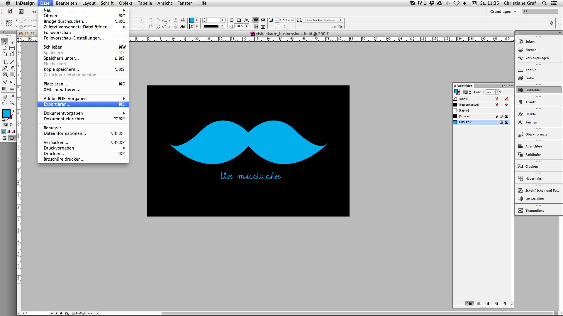 Visitenkarten gestalten mit InDesign: Datei exportieren