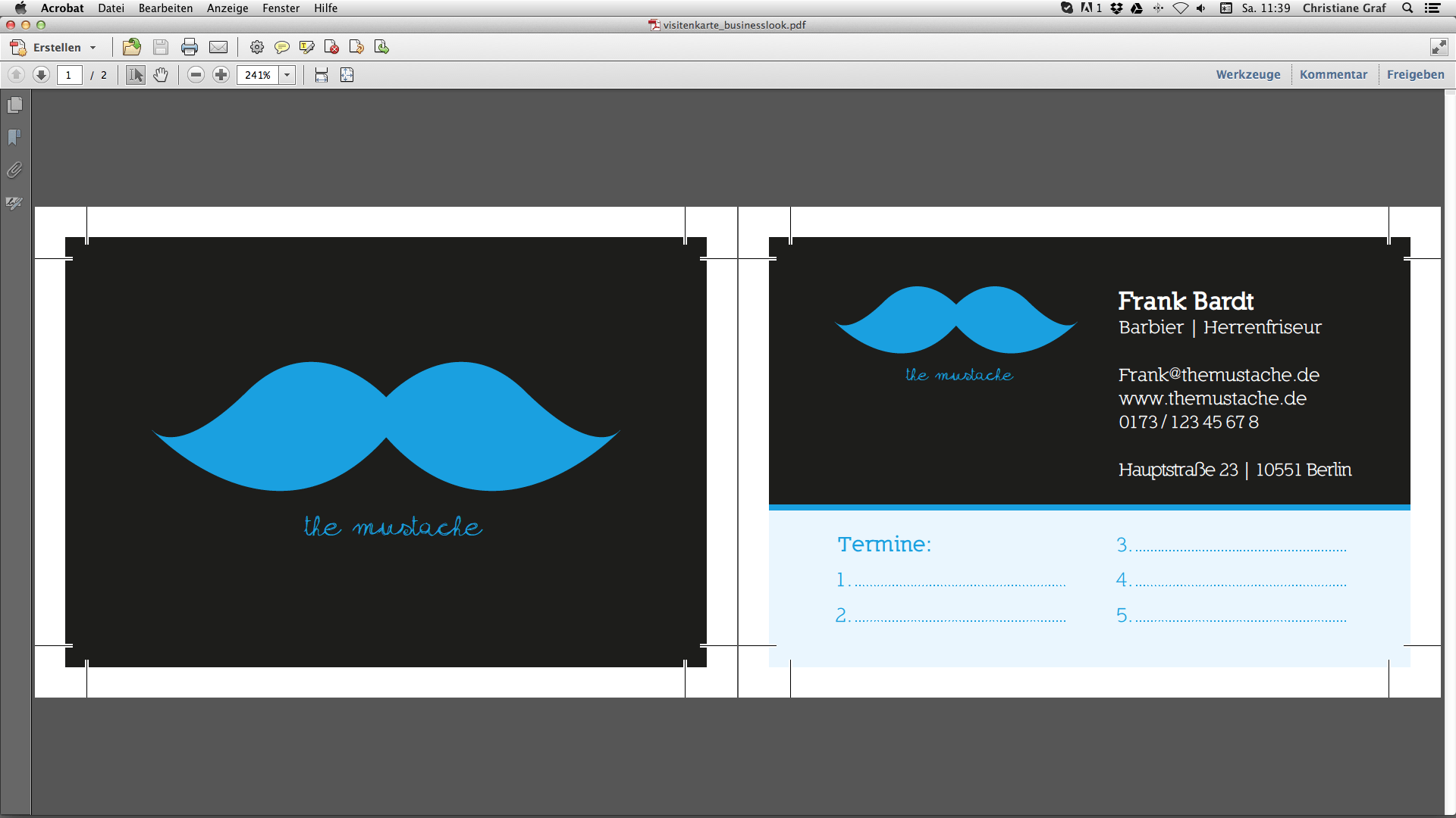 Visitenkarten gestalten mit InDesign: fertige PDF