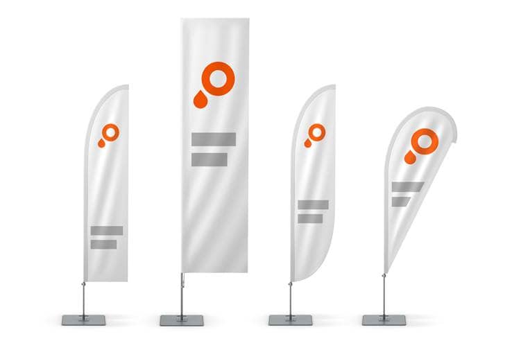 Werbetechnik – Gruppenbild der Beachflags