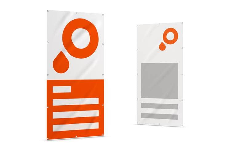 Werbetechnik – Gruppenbild der Werbeplanen