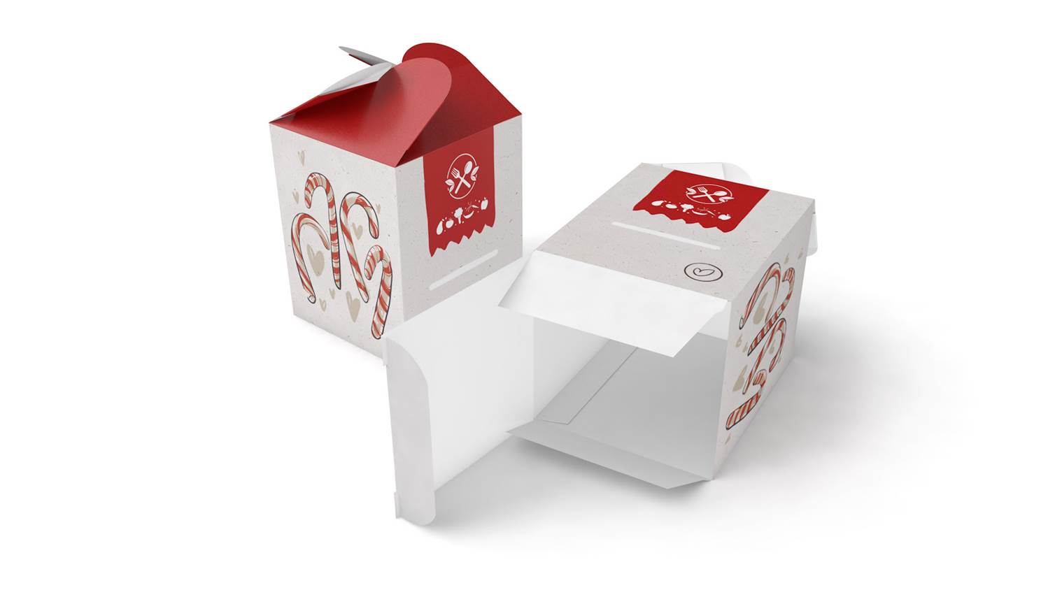 Schleifenverpackung 4 eckig im Weihnachtsdesign