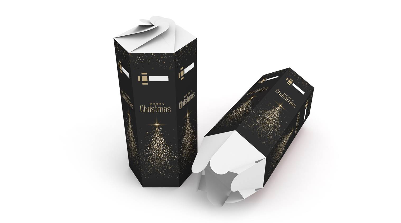 Schleifenverpackung 6 eckig im Weihnachtsdesign