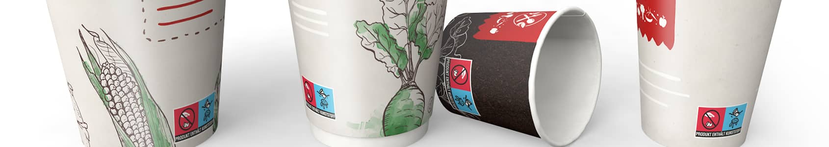 Pappbecher mit SUPD Kennzeichnung